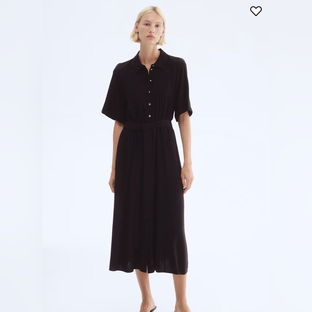 H&M Tie-Belt Shirt Dress (Black)